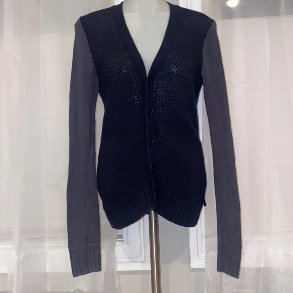 Armani Exchange Two Tone Knit Button Down Cardigan